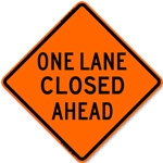 Bone 48" Roll Up Sign - One Lane Closed Ahead-Free Shipping 48OLCA