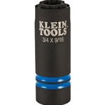 Klein 12 Point 3 in 1 Slotted Impact Socket Small Slot, 3/4", 9/16" 66031