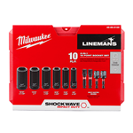 Milwaukee Shockwave Lineman's 10PC 2-IN-1 12pt Socket Set 49-66-5125