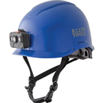 Klein Type-1 Non-Vented Class-E Safety Helmet, Blue With Headlamp 60148