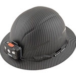 Klein Hard Hat, Premium KARBN™ Pattern, Non-Vented Full Brim, Class E, with Headlamp 60346