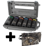 Klein 6-Piece 2-In-1 Impact Socket Set With 6 Point Sockets & FREE Camo Tool Pouches