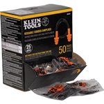 Klein Corded Earplugs, 50-Pair Dispenser Box 6050350