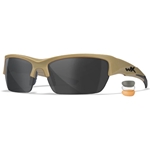 Wiley X WX VALOR Safety Glasses Tan Frame, Clear & Smoke Grey & Light Rust Lenses CHVAL06T