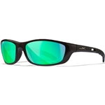 Wiley X P-17 Safety Glasses - Gloss Black Frame, CAPTIVATE™ Polarized Green Mirror Lens P-17CGM