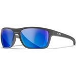 Wiley X WX KINGPIN Safety Glasses Matte Graphite Frame, CAPTIVATE Polarized Blue Mirror Lens ACKNG19