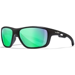 Wiley X WX ASPECT Safety Glasses Matte Black Frame, CAPTIVATE Polarized Green Mirror Lens ACASP17