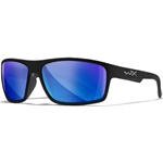 Wiley X WX PEAK Safety Glasses - Matte Black Frame, CAPTIVATE™ Polarized Blue Mirror Lens ACPEA19