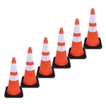 28" Traffic Cone With Black Base 6-Pack FREE SHIPPING TC2-28POH64-6