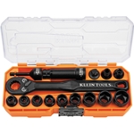 Klein KNECT™ 8-1/2-Inch Drive Impact-Rated Pass Through Socket Set - 15-Piece 65400