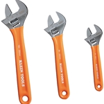 Klein Extra-Capacity Dipped-Handle Adjustable Wrench 3-Piece Set (6", 8", 10") D5073
