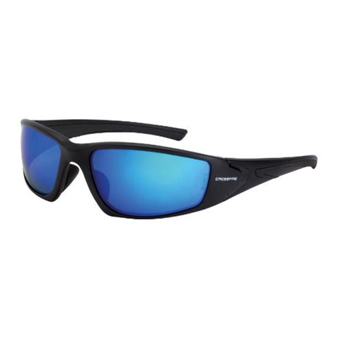 Crossfire RPG Polarized HD Blue Mirror Lens With Matte Black Frame Safety Glasses 23226
