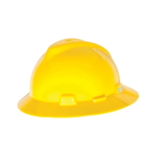 MSA V-Guard Yellow Full Brim Hard Hat 475366