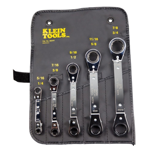 Klein 5-Piece Fully Reversible Ratcheting Offset Box Wrench Set 68245
