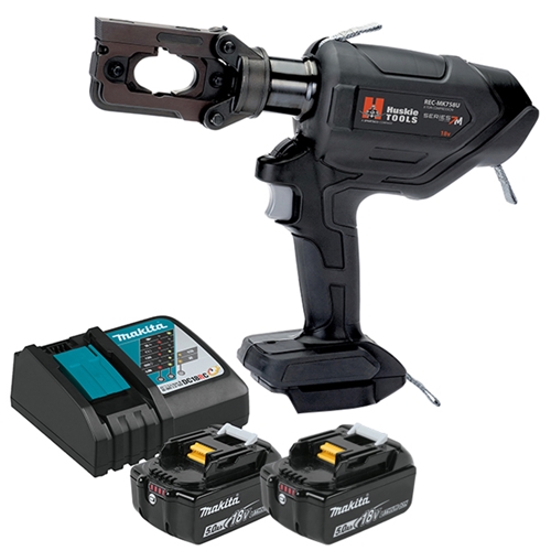 Huskie 18V(Makita) 6 Ton Latched Head Compression Tool Kit With 12VDC Charger REC-MK758UDC