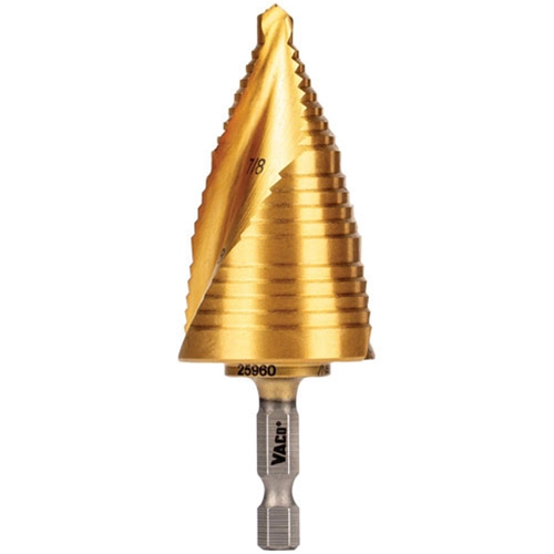 Klein VACO Spiral Double-Fluted Step Drill Bit - 7/8-Inch to 1-3/8-Inch 25960