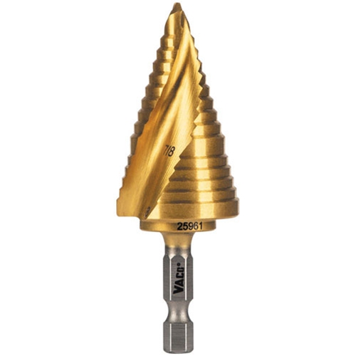 Klein VACO Spiral Double-Fluted Step Drill Bit - 7/8-Inch to 1-1/8-Inch 25961
