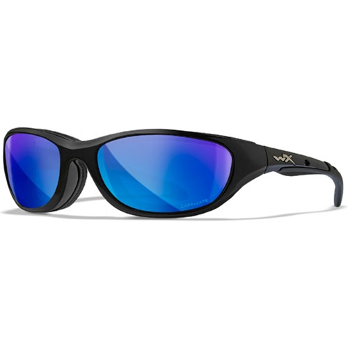 Wiley X AIRRAGE Safety Glasses Gloss Black Frame, CAPTIVATE Polarized Blue Mirror Lens 692
