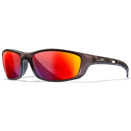 Wiley X P-17 Safety Glasses Black Crystal Frame, CAPTIVATE Polarized Red Mirror Lens P-17R