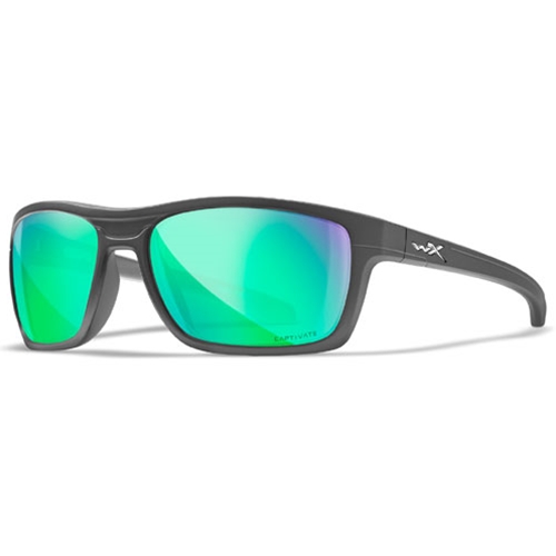 Wiley X WX KINGPIN Safety Glasses Matte Graphite Frame, CAPTIVATE Polarized Green Mirror Lens ACKNG07