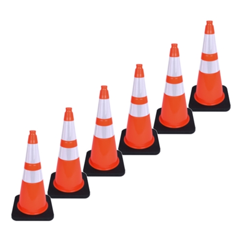 28 Inch Traffic Cone With Black Base 6 Pack FREE SHIPPING TC2-28POH64-6