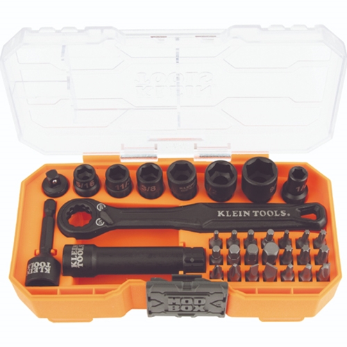 Klein KNECT 1/4 Inch Drive Impact Rated Pass Through Socket Set 32 Piece 65300